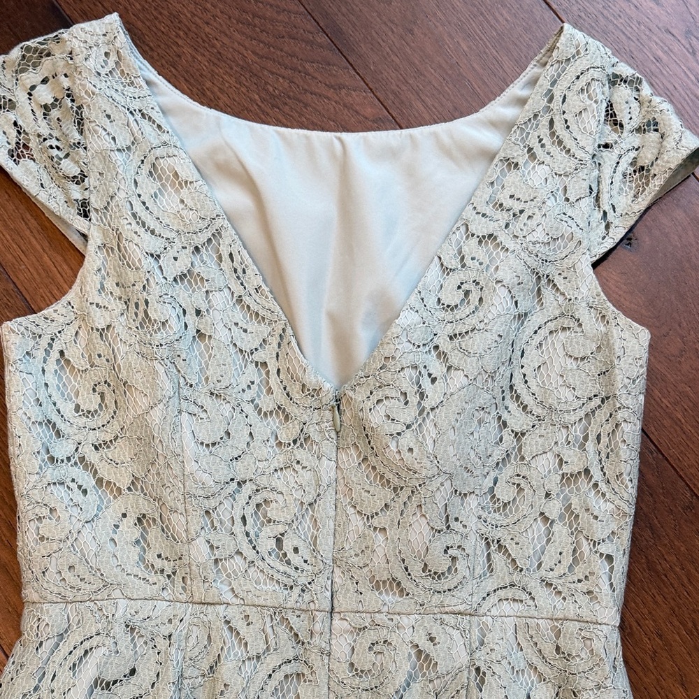 J. Crew GreenElegant Lace Cap Sleeve Dress Size 2 C12-013 - Picture 8 of 8